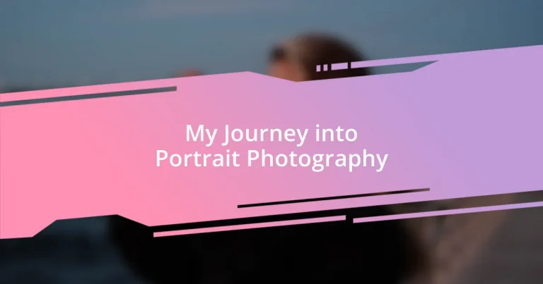 My Journey into Portrait Photography