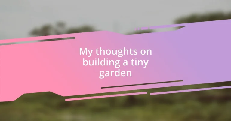 My thoughts on building a tiny garden