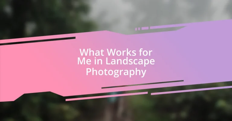 What Works for Me in Landscape Photography